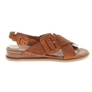 House of Harlow 1960 NWT tan woven leather big buckle sandals boho
